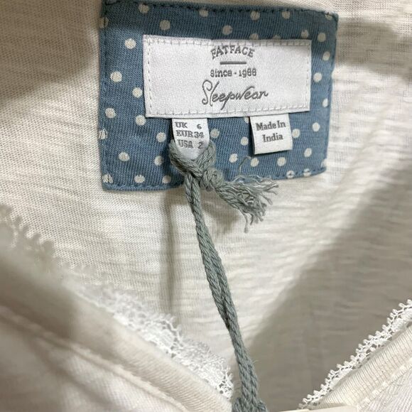 FAT FACE Ivory White LUNA Woven Sleep Tee Cotton/Modal SZ 2 NWT - Picture 5 of 7